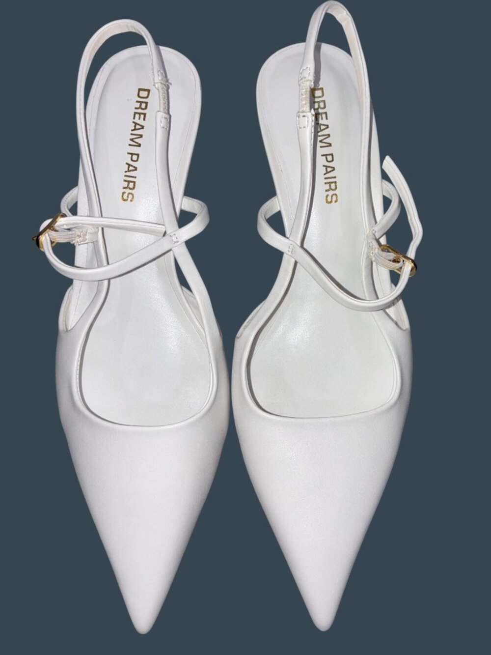 Dream Pairs White Kitten Heel Slingback Pumps With Pointed Toe Size 9 US event